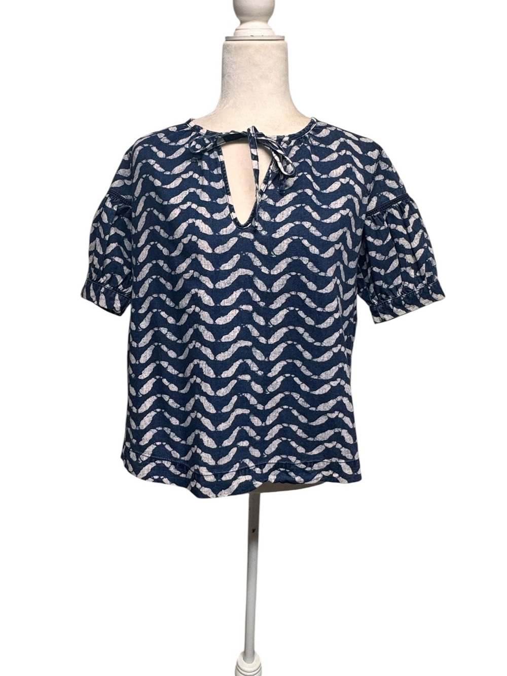 Madewell Back to school XS batik indigo Boxy swing boho coastal cowgirl top